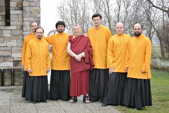 Ramia monks with a Buddhist monk on a pilgrimage to our Ashram