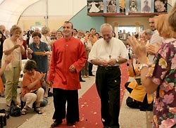 Father Fulgenzio Cortesi accompanied  by our President, ramia Osvaldo Ristuccia